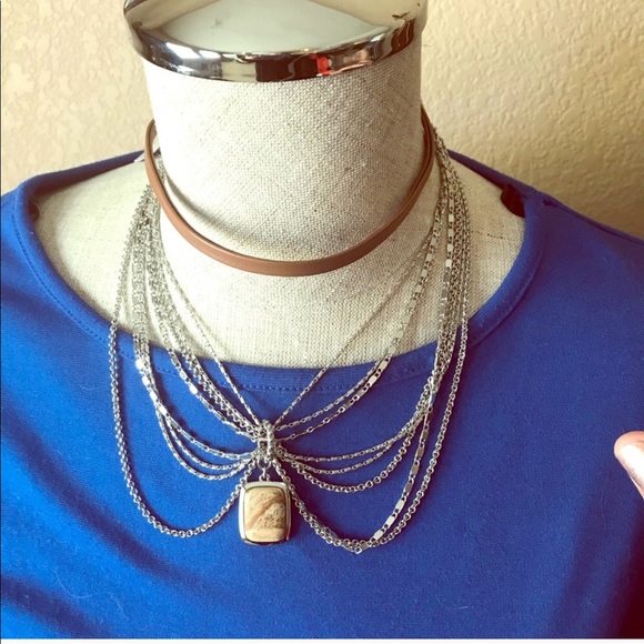 WHBM Silver and Tan Choker - Picture 7 of 7